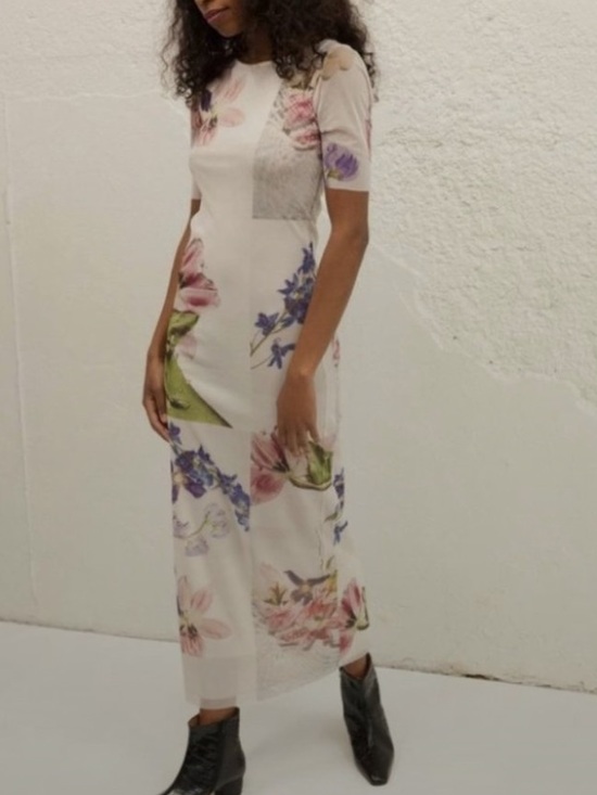 Ganni Dresses & Skirts - Ganni Cream Floral Mesh Dress RTM